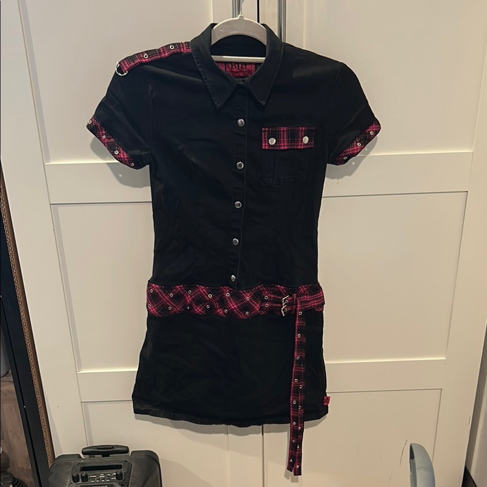 Vintage TRIPP NYC Black with Pink plaid Mini Dress (S)